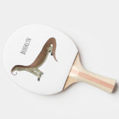 トカゲ漫画イラストレーション 卓球ラケット (横)