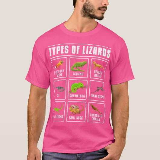 トカゲ爬虫類の種類 Tシャツ (正面)