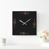 トカゲ爬虫類サラマンダー スクエア壁時計 (ホーム)