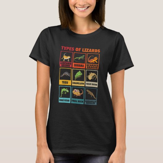 トカゲ爬虫類動物ペットの種類 Tシャツ (正面)