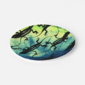 トカゲ黒青緑の爬虫類背景 ペーパープレート (アングル)