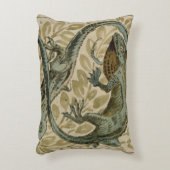 トカゲ、タイルのためのデザイン(w/c紙で) アクセントクッション (正面(垂直))