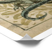 トカゲ、タイルのデザイン(紙付き) ポスター (角)