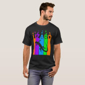トカゲ 動物 虹色 バブル シルエット付き Tシャツ (正面フル)
