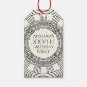 トガをテーマにしたパーティーとギリシャ鍵パターン ギフトタグ (正面)