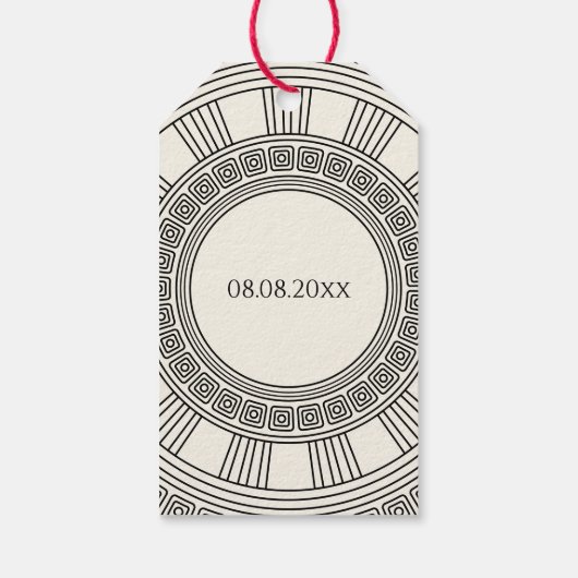 トガをテーマにしたパーティーとギリシャ鍵パターン ギフトタグ (裏面)