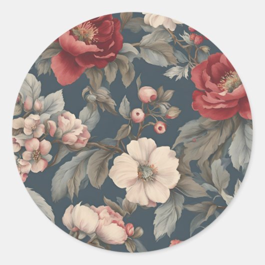 トガノキの上のバラの花 ラウンドシール (正面)