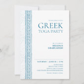 トガパーティーブルーとギリシャの石要素 招待状 (正面)
