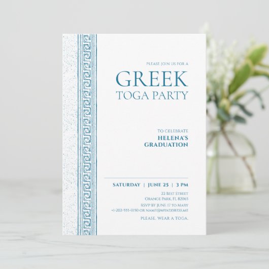 トガパーティーブルーとギリシャの石要素 招待状 (スタンド正面)
