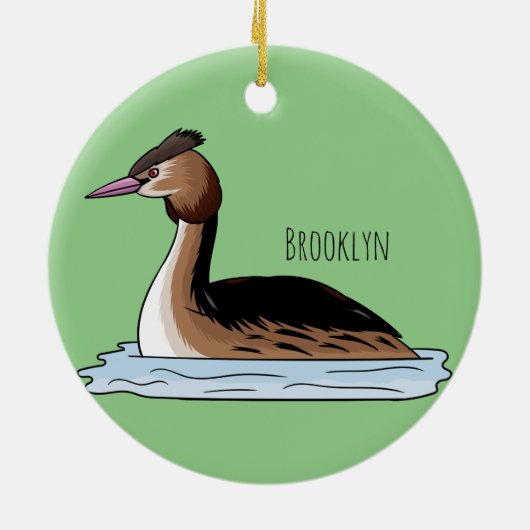 トキ素晴らしサギの鳥イラストレーション セラミックオーナメント (裏面)