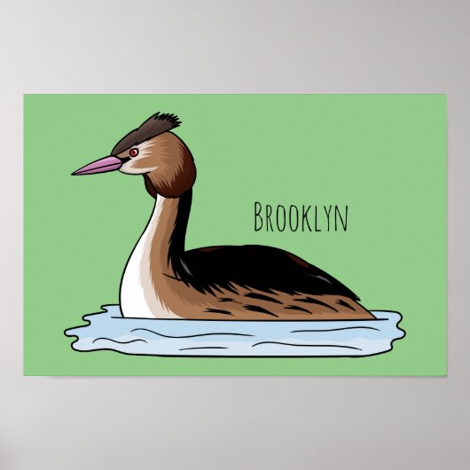 トキ素晴らしサギの鳥イラストレーション ポスター (正面)