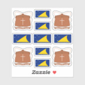 トケラウのシンボル/国のバッジと国旗 シール (シート)