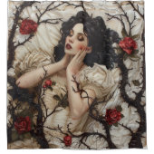 トゲとバラのゴシック様式の女性 シャワーカーテン (正面)