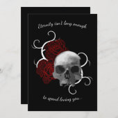 トゲのあるバラとドクロのゴシックウェディング 招待状 (正面/裏面)