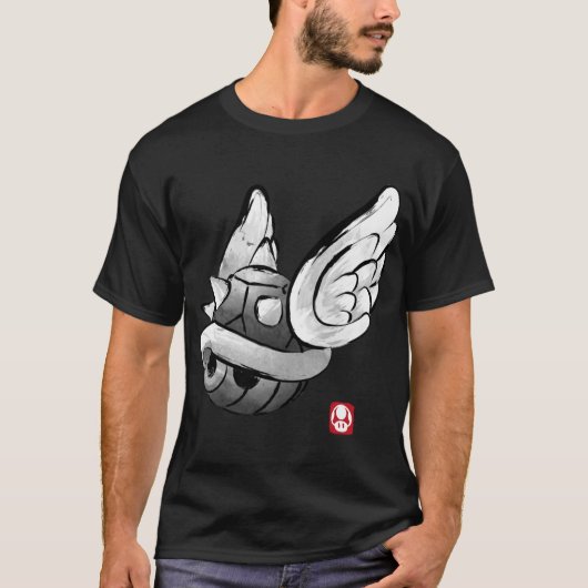 トゲのある貝殻の墨絵が面白い Tシャツ (正面)
