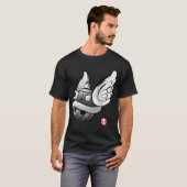 トゲのある貝殻の墨絵が面白い Tシャツ (正面フル)