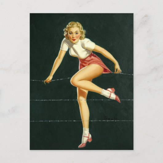 トゲのある針金フェンスのピンナップ, ポストカード (正面)