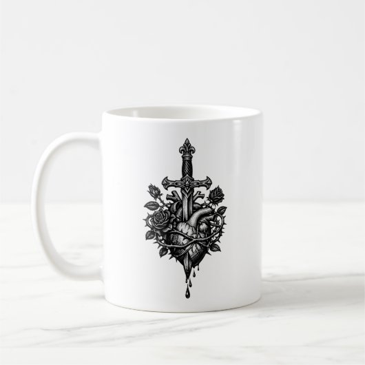 トゲのついた短剣 - ゴシックロマンスの彫刻 コーヒーマグカップ (左)