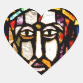 トゲの冠のステンドグラスを持つイエス ハートシール (正面)