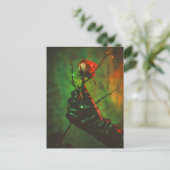 トゲを持つ手の中の暗いオカルトのゴシックバラ ポストカード (スタンド正面)