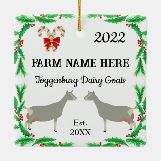 トゲパーソナライズされたンブルク乳製品ヤギ農場クリスマス セラミックオーナメント (裏面)