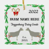 トゲパーソナライズされたンブルク乳製品ヤギ農場クリスマス セラミックオーナメント (正面)
