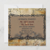 トゲワイヤーを使ったウェスタンカントリーの結婚式 案内状 (裏面)