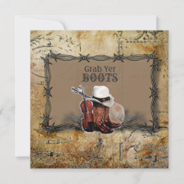 トゲワイヤーを使ったウェスタンカントリーの結婚式 案内状