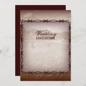 トゲワイヤーを使ったウェスタンカントリーウェディング 招待状 (正面/裏面)