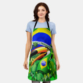 トコトカンとブラジル国旗 エプロン (着用した状態)