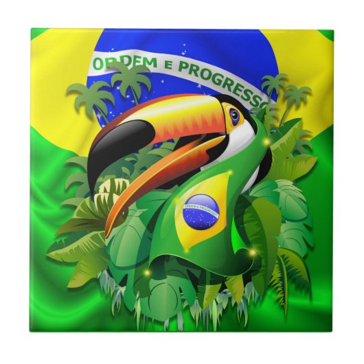 トコトカンとブラジル国旗 タイル (正面)