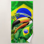 トコトカンとブラジル国旗 ビーチタオル (正面)
