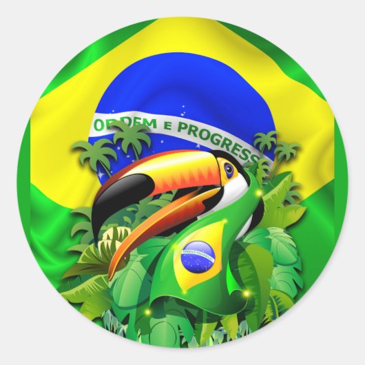 トコトカンとブラジル国旗 ラウンドシール (正面)