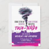 トコンドツイスタートルネードピンクパープル誕生日 招待状 (正面)