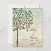 トスカナ式のオリーブnの渦巻- RSVPの応答を結婚すること 出欠カード (裏面)