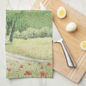 トスカナ式のブドウ園、パステル調のふきんのイタリア キッチンタオル (四つ折り)