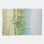 トスカナ式のブドウ園、パステル調のふきんのイタリア キッチンタオル (横)