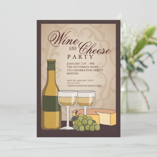 トスカナ式のワイン及びチーズ味見のパーティの招待状 招待状 (スタンド正面)