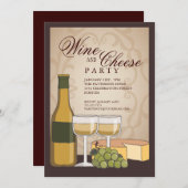 トスカナ式のワイン及びチーズ味見のパーティの招待状 招待状 (正面/裏面)