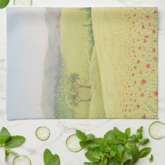 トスカナ式の農家、パステル調のふきんのイタリア キッチンタオル (折り畳み)