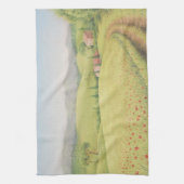 トスカナ式の農家、パステル調のふきんのイタリア キッチンタオル (縦)