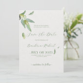 トスカニファンシーオ葉リーブオリーブの日付を保存 招待状 (スタンド正面)