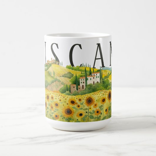 トスカニーイタリアのかわいい水彩イラストレーション コーヒーマグカップ (中央)