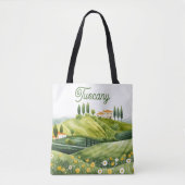トスカニーイタリアのかわいい水彩イラストレーション トートバッグ (正面)