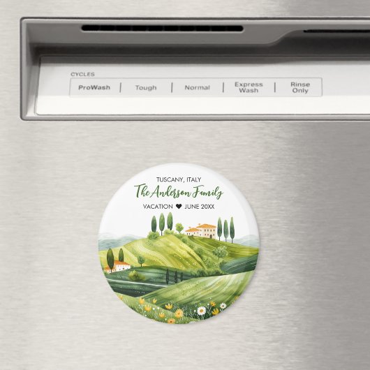 トスカニーイタリアのかわいい水彩イラストレーション マグネット (インサイチュ (食洗機))