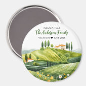 トスカニーイタリアのかわいい水彩イラストレーション マグネット (正面/裏面)