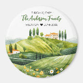 トスカニーイタリアのかわいい水彩イラストレーション マグネット (正面)