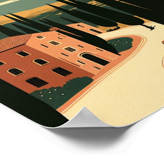 トスカニーイタリアのミニマルなヴィンテージ旅行ポスター ポスター (角)