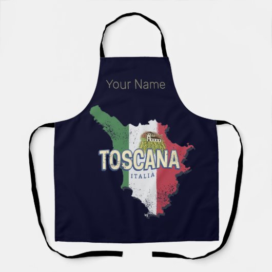 トスカニーイタリアレトロ地域マップヴィンテージファットリア エプロン (正面)