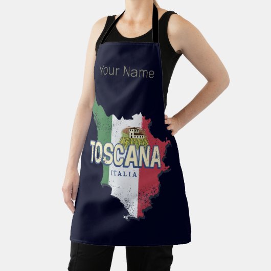 トスカニーイタリアレトロ地域マップヴィンテージファットリア エプロン (インサイチュ)